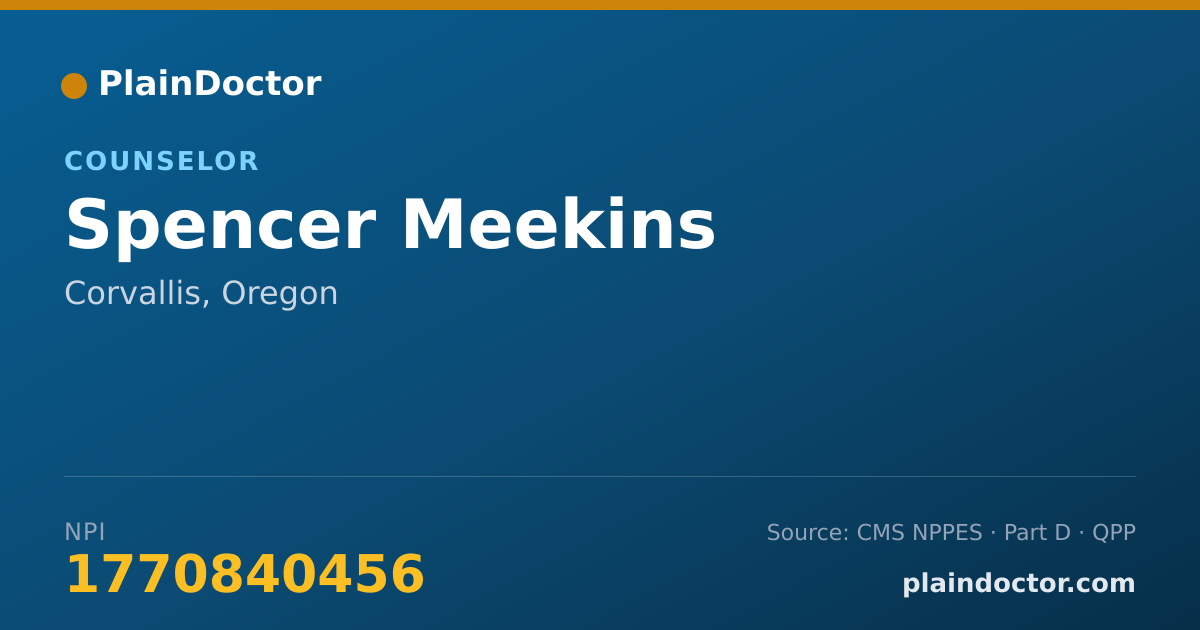 Shareable card for Spencer Meekins - Counselor, Corvallis, OR