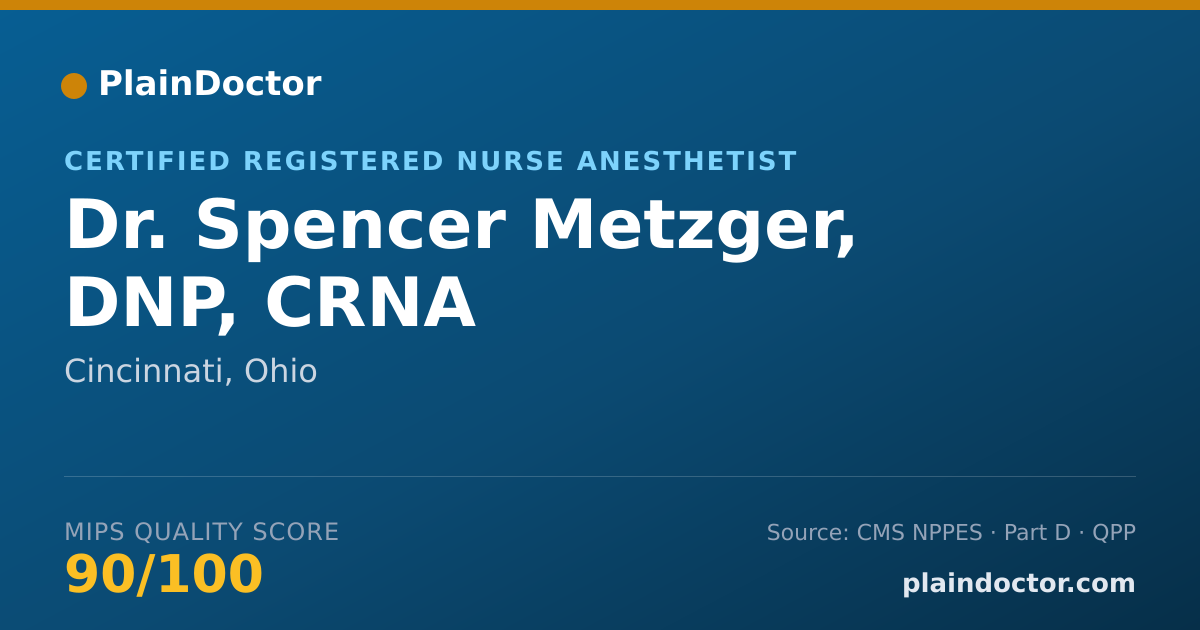 Shareable card for Spencer Metzger, DNP, CRNA - Certified Registered Nurse Anesthetist, Cincinnati, OH