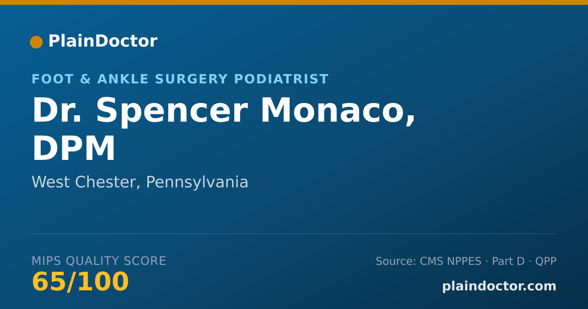 Shareable card for Spencer Monaco, DPM - Foot & Ankle Surgery Podiatrist, West Chester, PA