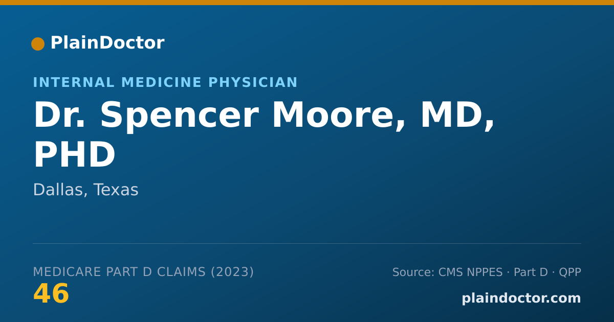 Shareable card for Spencer Moore, MD, PHD - Internal Medicine Physician, Dallas, TX