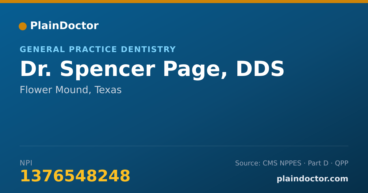 Shareable card for Spencer Page, DDS - General Practice Dentistry, Flower Mound, TX