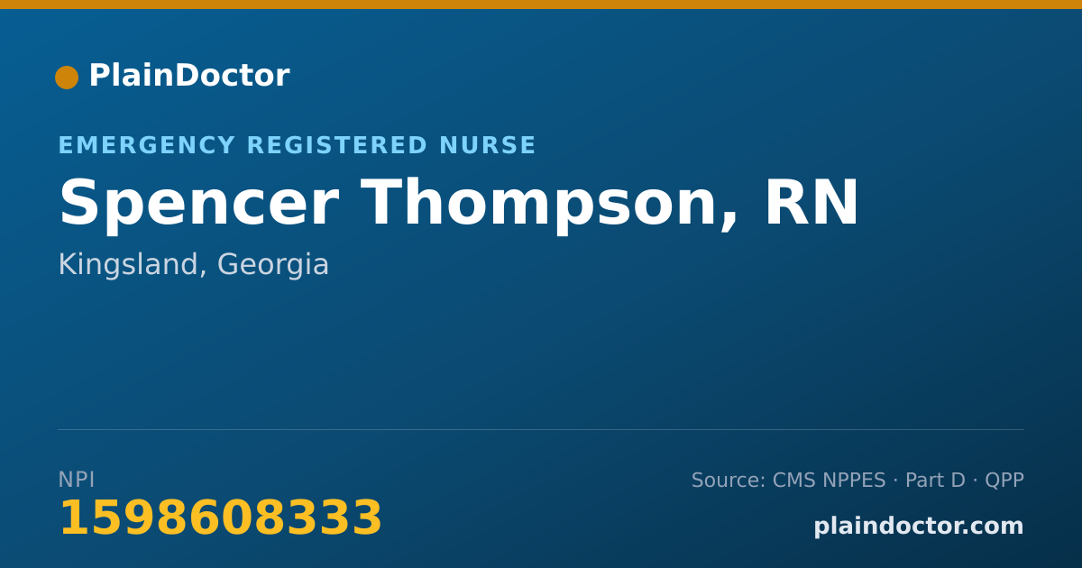 Shareable card for Spencer Thompson, RN - Emergency Registered Nurse, Kingsland, GA