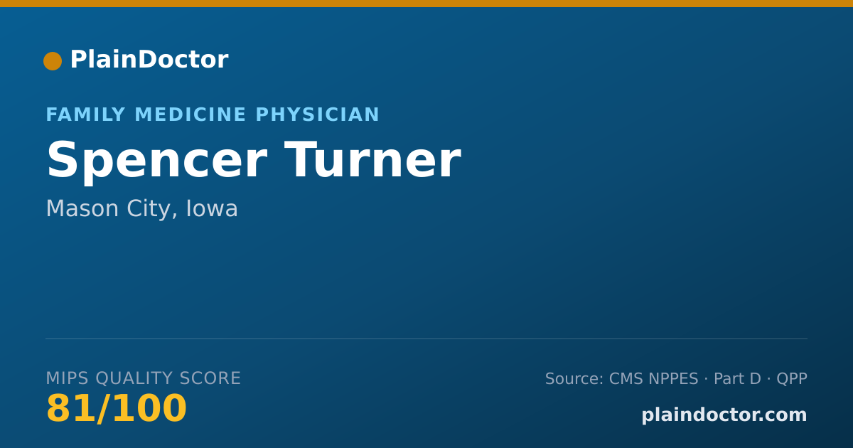 Shareable card for Spencer Turner - Family Medicine Physician, Mason City, IA