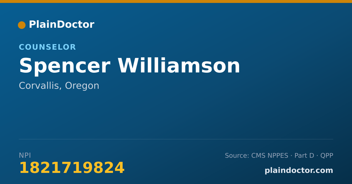 Shareable card for Spencer Williamson - Counselor, Corvallis, OR