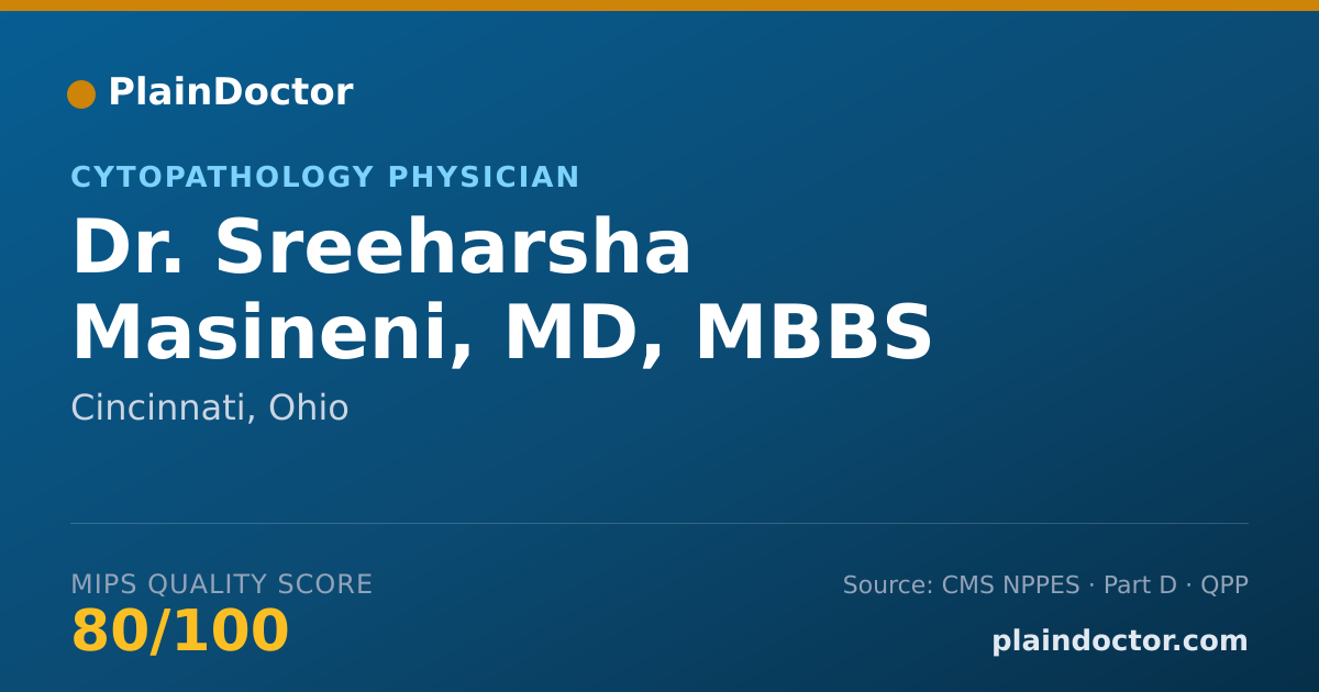 Shareable card for Sreeharsha Masineni, MD, MBBS - Cytopathology Physician, Cincinnati, OH