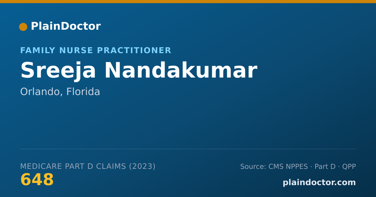 Shareable card for Sreeja Nandakumar - Family Nurse Practitioner, Orlando, FL