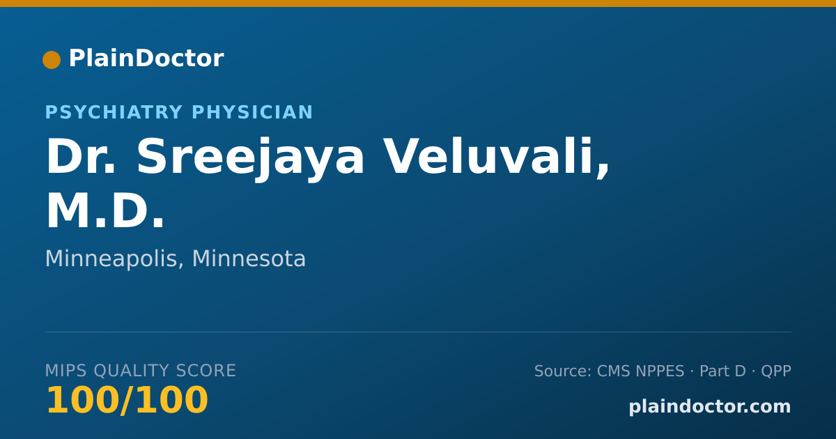 Shareable card for Sreejaya Veluvali, M.D. - Psychiatry Physician, Minneapolis, MN