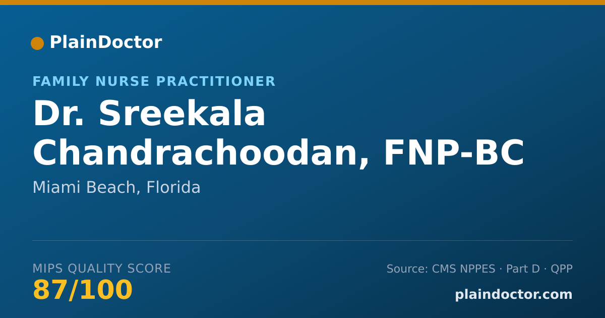 Shareable card for Sreekala Chandrachoodan, FNP-BC - Family Nurse Practitioner, Miami Beach, FL