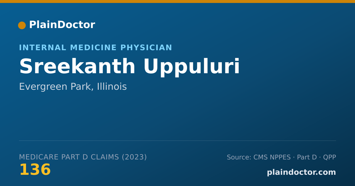 Shareable card for Sreekanth Uppuluri - Internal Medicine Physician, Evergreen Park, IL