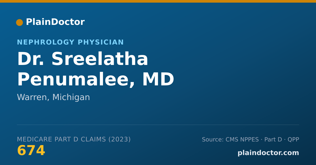 Shareable card for Sreelatha Penumalee, MD - Nephrology Physician, Warren, MI
