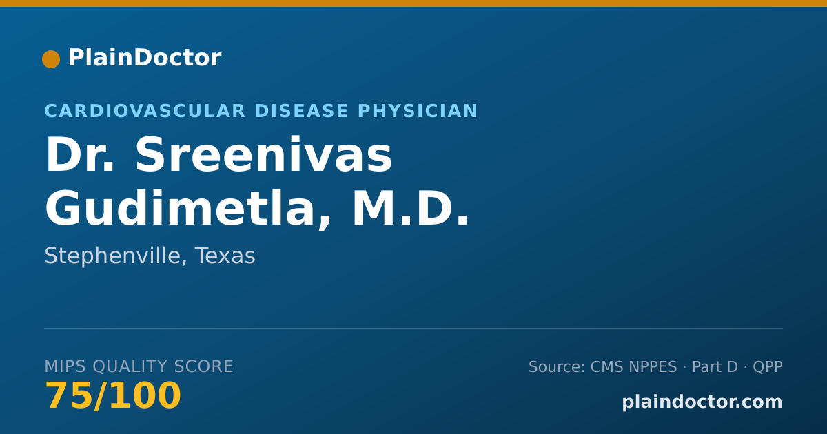 Shareable card for Sreenivas Gudimetla, M.D. - Cardiovascular Disease Physician, Stephenville, TX