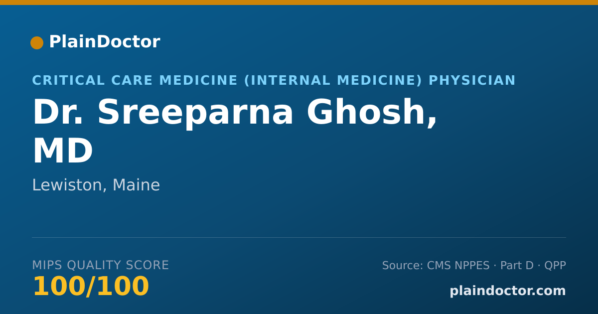 Shareable card for Sreeparna Ghosh, MD - Critical Care Medicine (Internal Medicine) Physician, Lewiston, ME