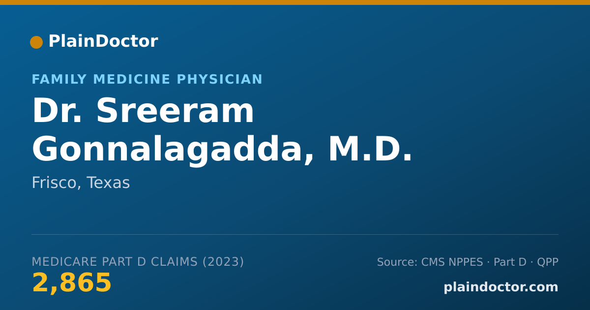 Shareable card for Sreeram Gonnalagadda, M.D. - Family Medicine Physician, Frisco, TX