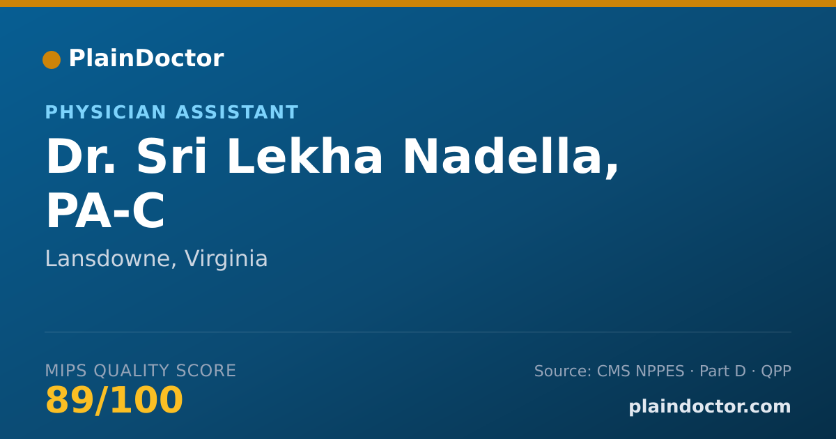 Shareable card for Sri Lekha Nadella, PA-C - Physician Assistant, Lansdowne, VA