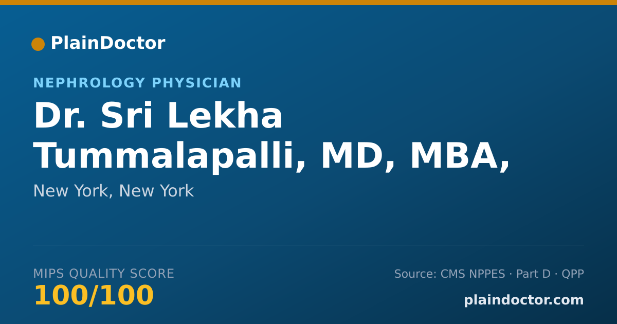 Shareable card for Sri Lekha Tummalapalli, MD, MBA, MAS - Nephrology Physician, New York, NY