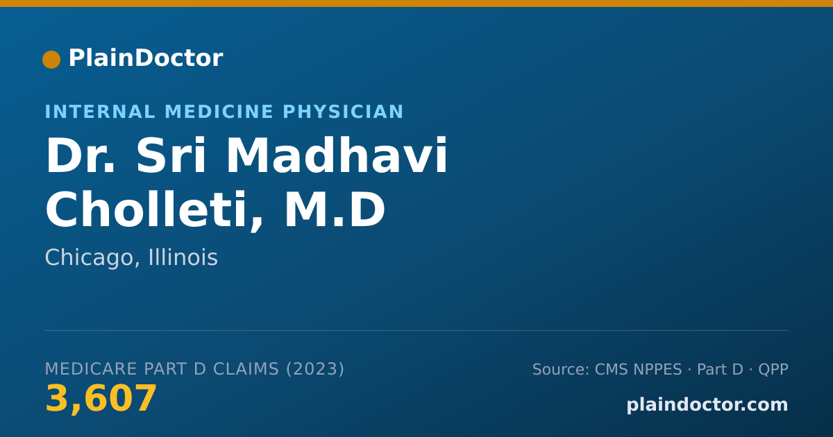 Shareable card for Sri Madhavi Cholleti, M.D - Internal Medicine Physician, Chicago, IL