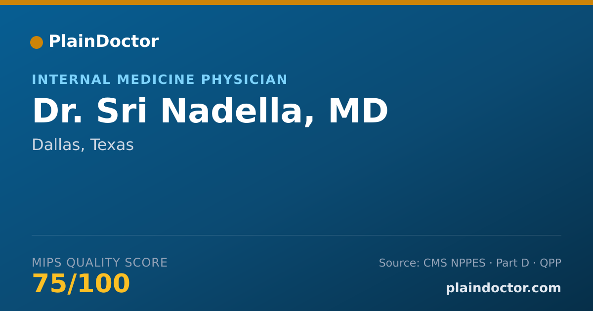 Shareable card for Sri Nadella, MD - Internal Medicine Physician, Dallas, TX
