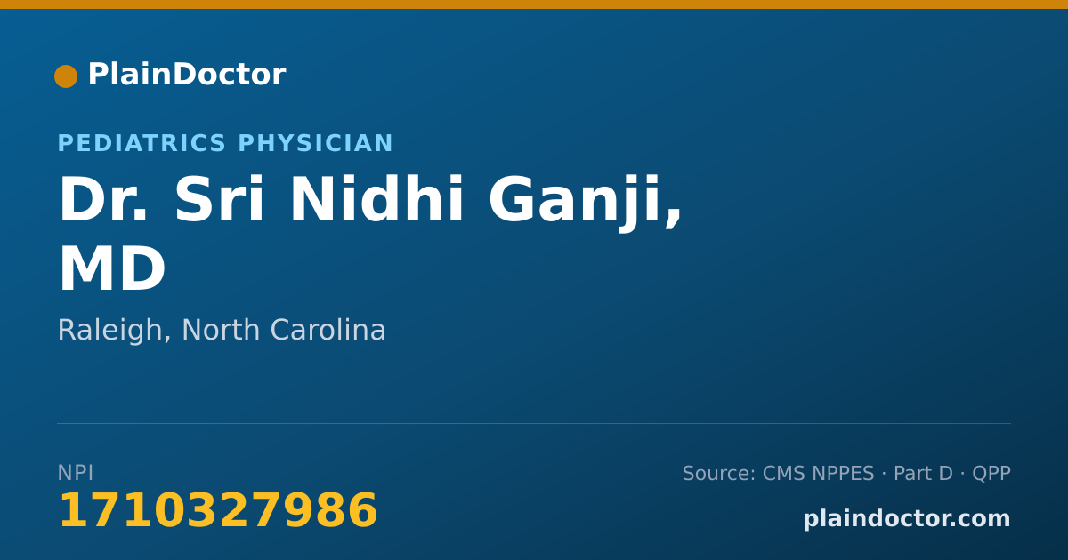 Shareable card for Sri Nidhi Ganji, MD - Pediatrics Physician, Raleigh, NC