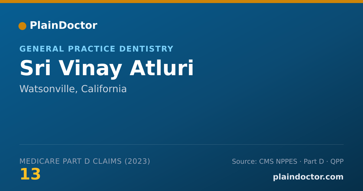 Shareable card for Sri Vinay Atluri - General Practice Dentistry, Watsonville, CA