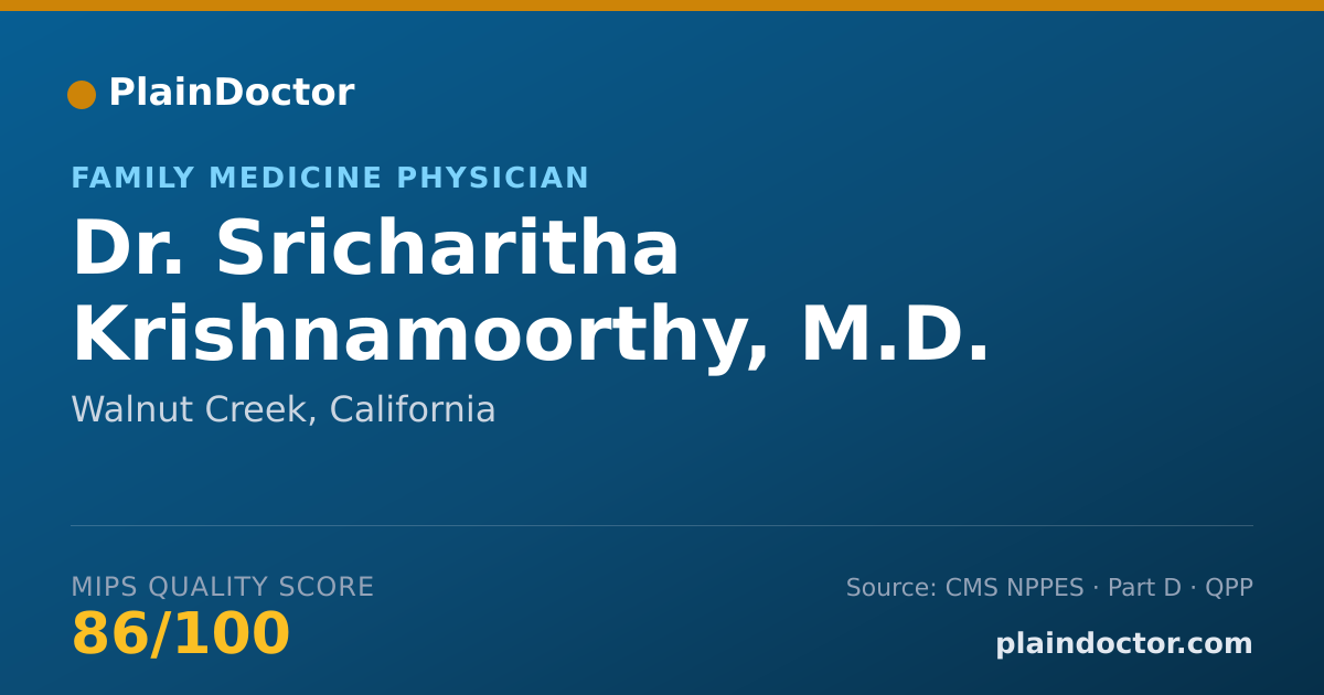 Shareable card for Sricharitha Krishnamoorthy, M.D. - Family Medicine Physician, Walnut Creek, CA