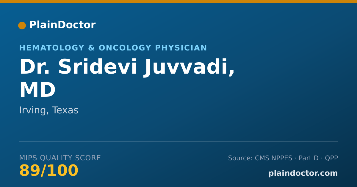 Shareable card for Sridevi Juvvadi, MD - Hematology & Oncology Physician, Irving, TX