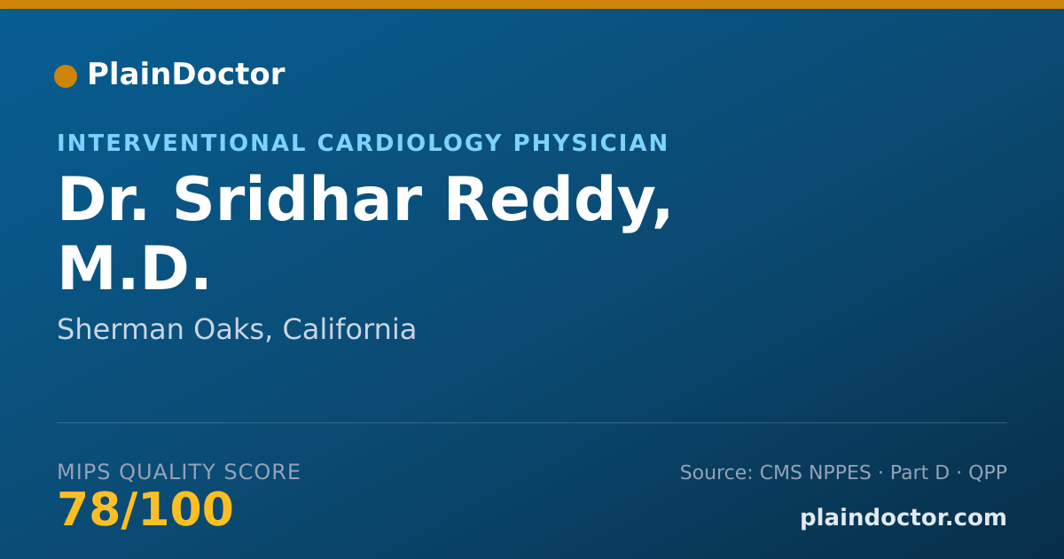 Shareable card for Sridhar Reddy, M.D. - Internal Medicine Physician, Sherman Oaks, CA