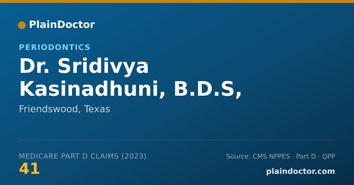 Shareable card for Sridivya Kasinadhuni, B.D.S, M.S.D - Periodontics, Friendswood, TX