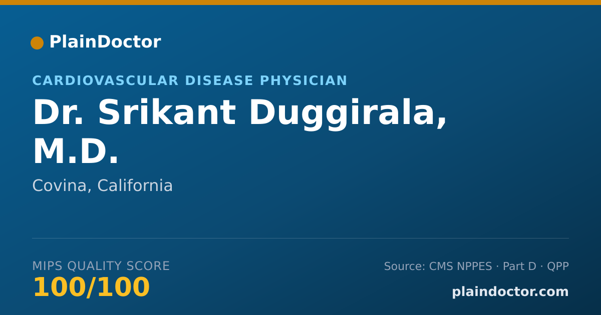 Shareable card for Srikant Duggirala, M.D. - Cardiovascular Disease Physician, Covina, CA