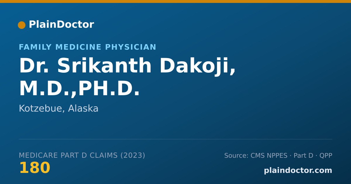 Shareable card for Srikanth Dakoji, M.D.,PH.D. - Family Medicine Physician, Kotzebue, AK