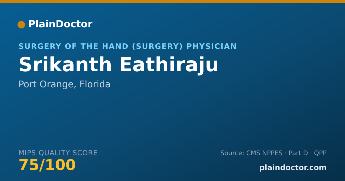 Shareable card for Srikanth Eathiraju - Surgery of the Hand (Surgery) Physician, Port Orange, FL