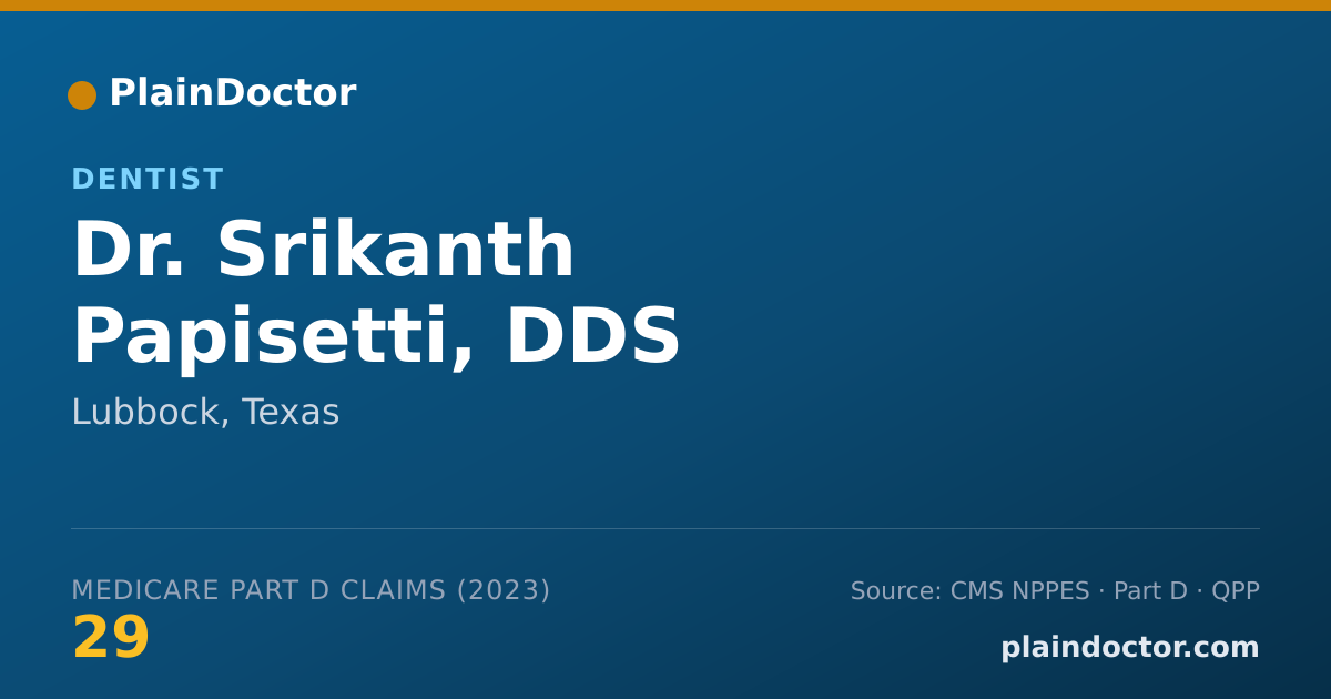 Shareable card for Srikanth Papisetti, DDS - Dentist, Lubbock, TX