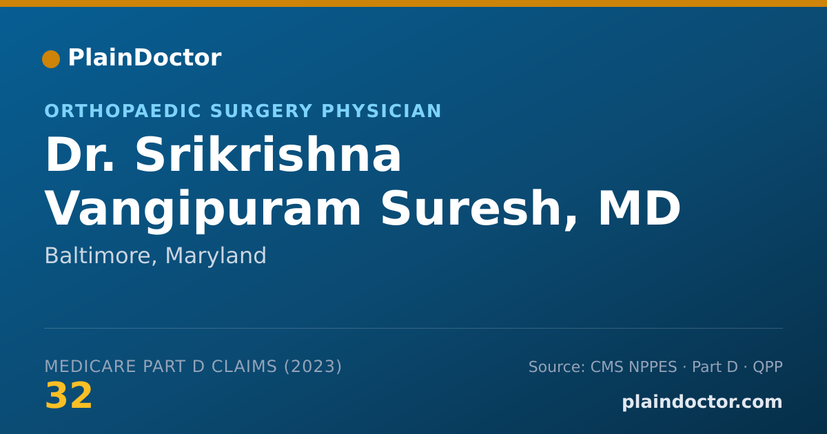 Shareable card for Srikrishna Vangipuram Suresh, MD - Orthopaedic Surgery Physician, Baltimore, MD