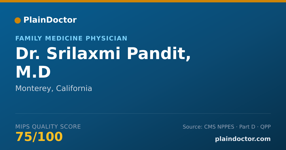 Shareable card for Srilaxmi Pandit, M.D - Family Medicine Physician, Monterey, CA