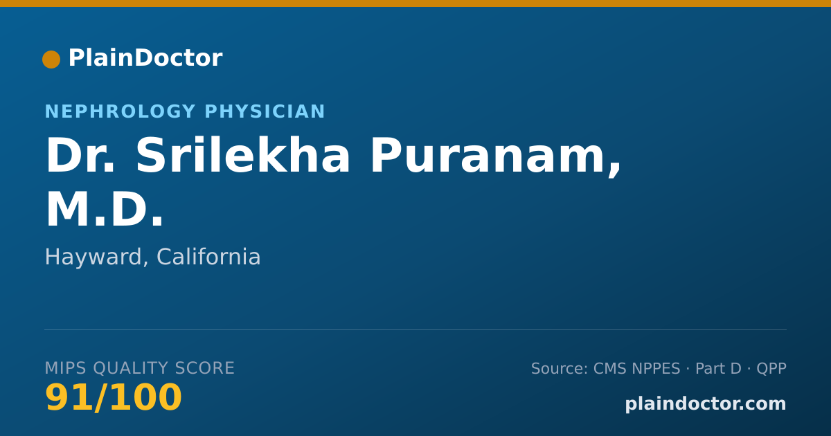 Shareable card for Srilekha Puranam, M.D. - Nephrology Physician, Hayward, CA