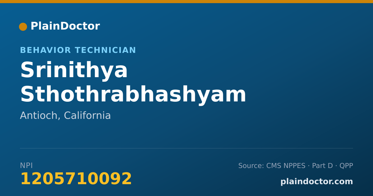 Shareable card for Srinithya Sthothrabhashyam - Behavior Technician, Antioch, CA