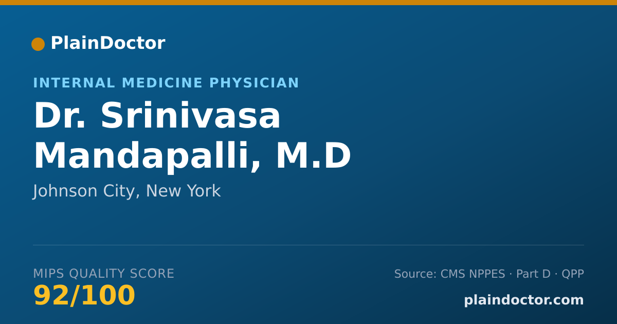 Shareable card for Srinivasa Mandapalli, M.D - Internal Medicine Physician, Johnson City, NY