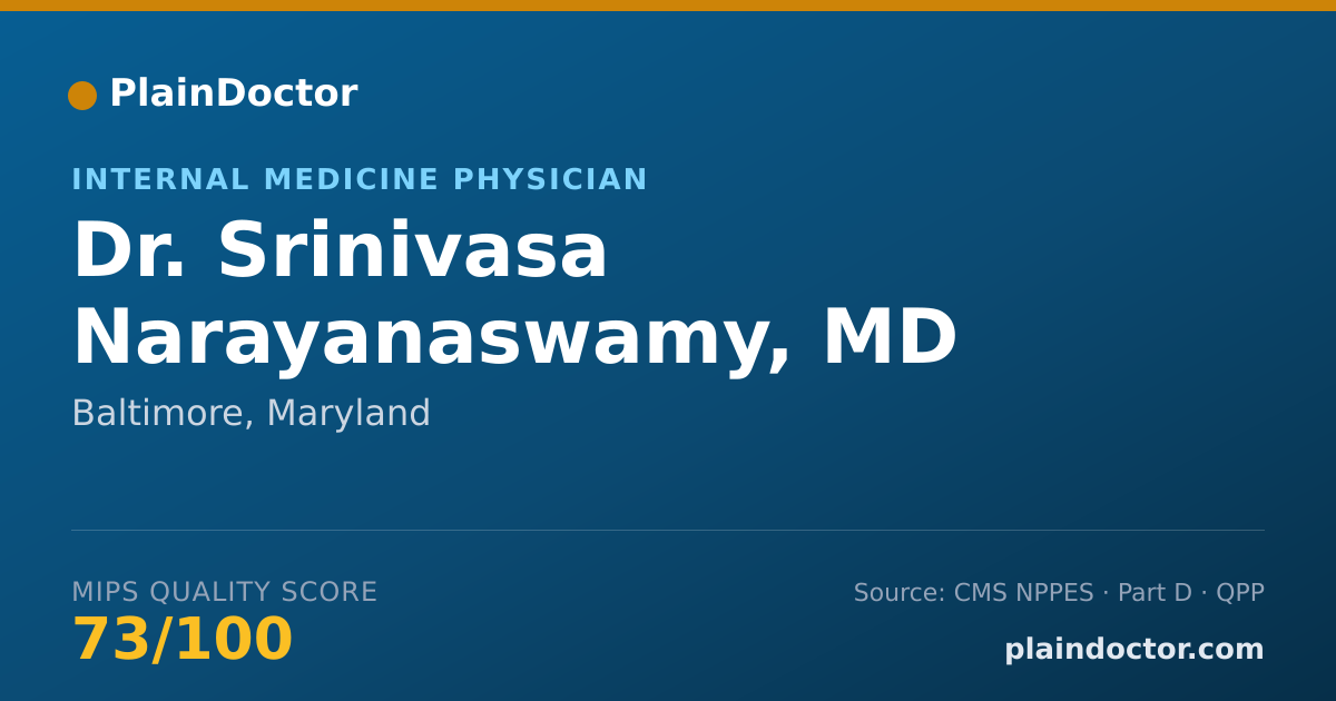 Shareable card for Srinivasa Narayanaswamy, MD - Internal Medicine Physician, Baltimore, MD