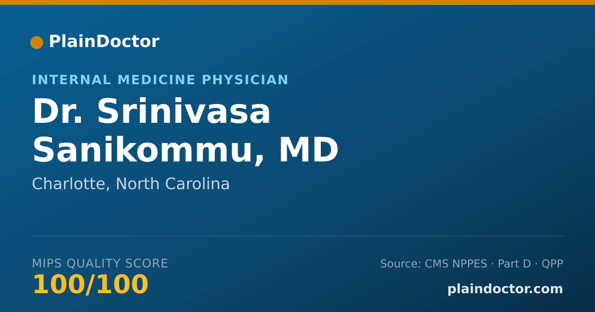 Shareable card for Srinivasa Sanikommu, MD - Internal Medicine Physician, Charlotte, NC