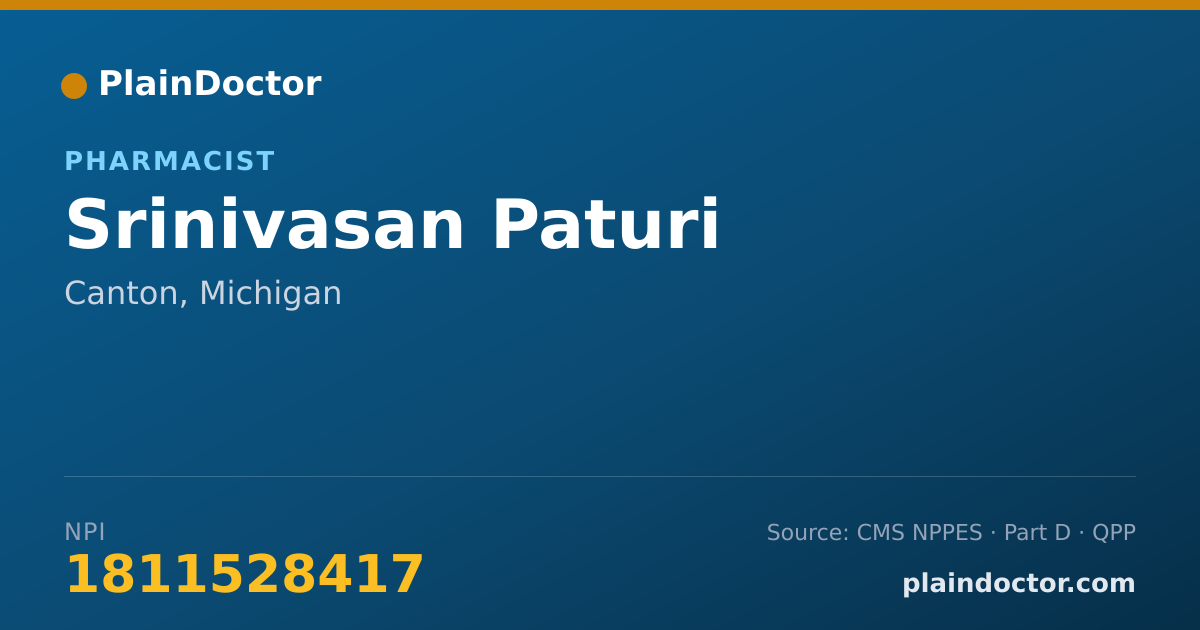 Shareable card for Srinivasan Paturi - Pharmacist, Canton, MI
