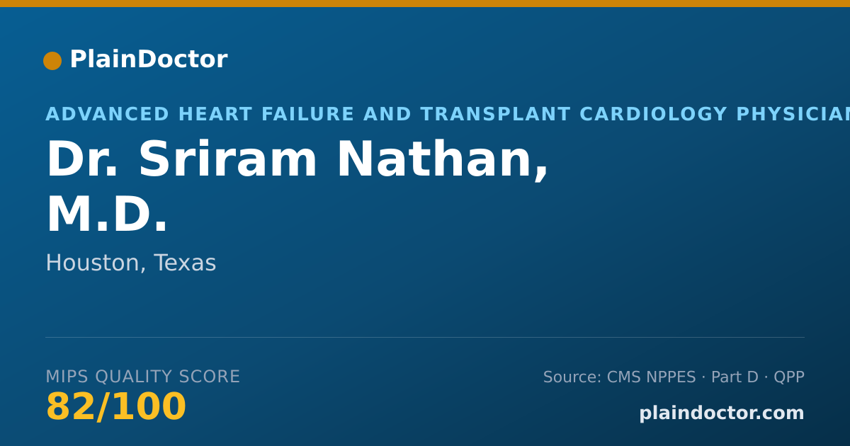 Shareable card for Sriram Nathan, M.D. - Cardiovascular Disease Physician, Houston, TX
