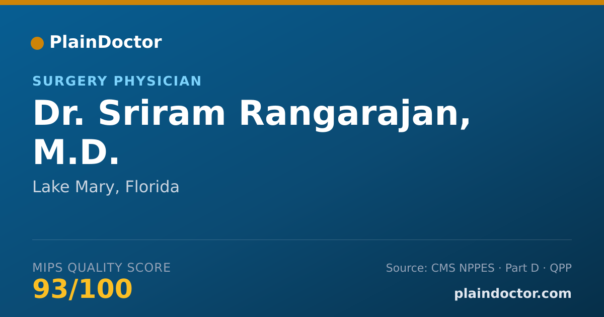 Shareable card for Sriram Rangarajan, M.D. - Surgery Physician, Lake Mary, FL