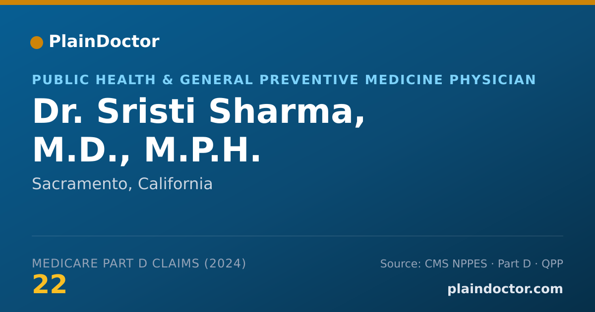 Shareable card for Sristi Sharma, M.D., M.P.H. - Surgery Physician, Sacramento, CA