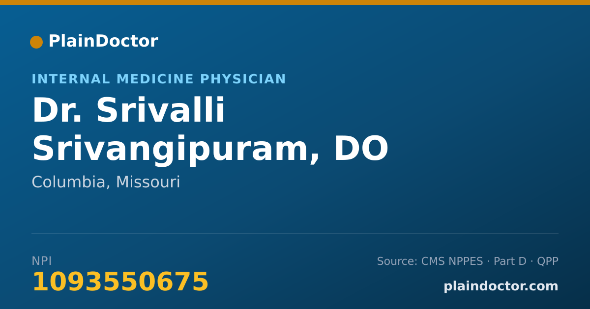 Shareable card for Srivalli Srivangipuram, DO - Internal Medicine Physician, Columbia, MO