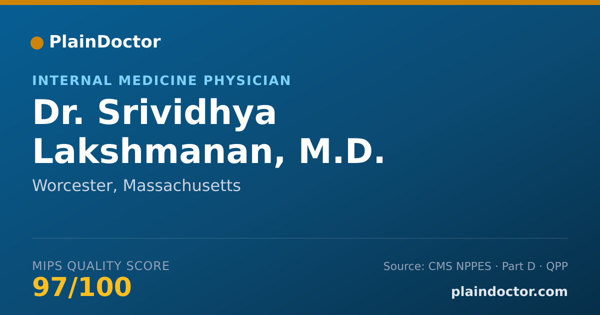 Shareable card for Srividhya Lakshmanan, M.D. - Internal Medicine Physician, Worcester, MA