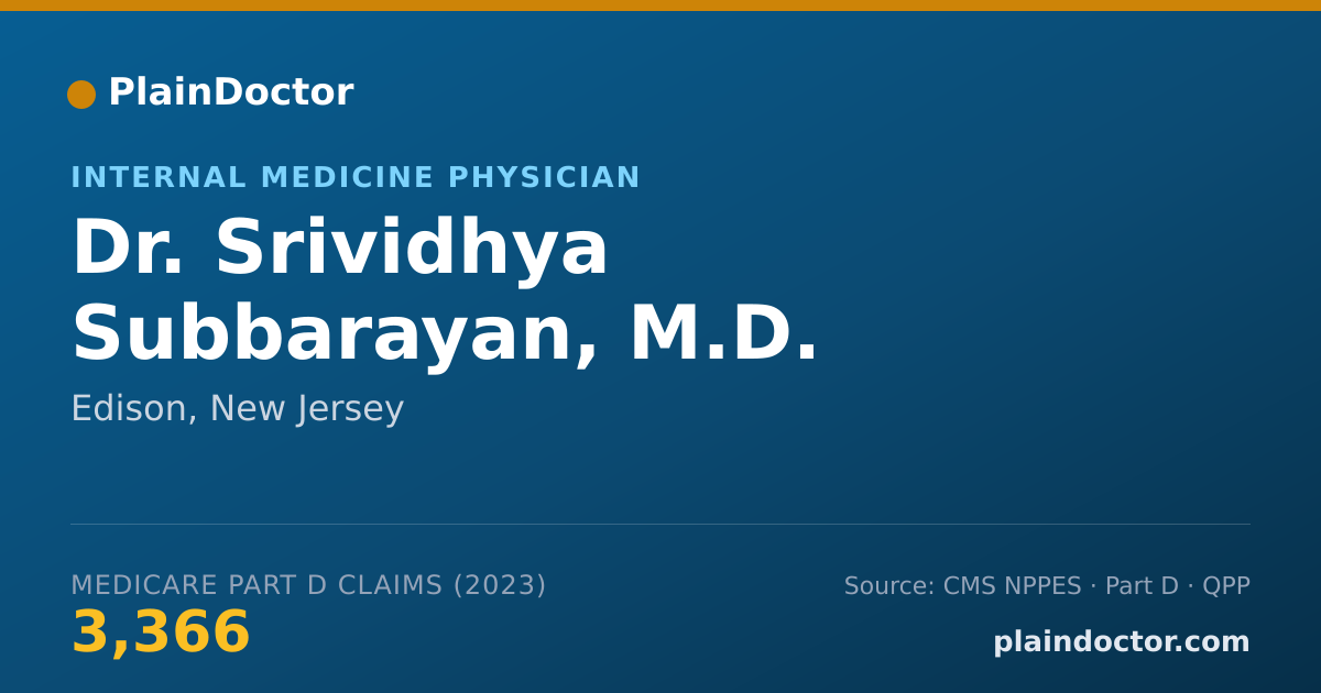 Shareable card for Srividhya Subbarayan, M.D. - Internal Medicine Physician, Edison, NJ