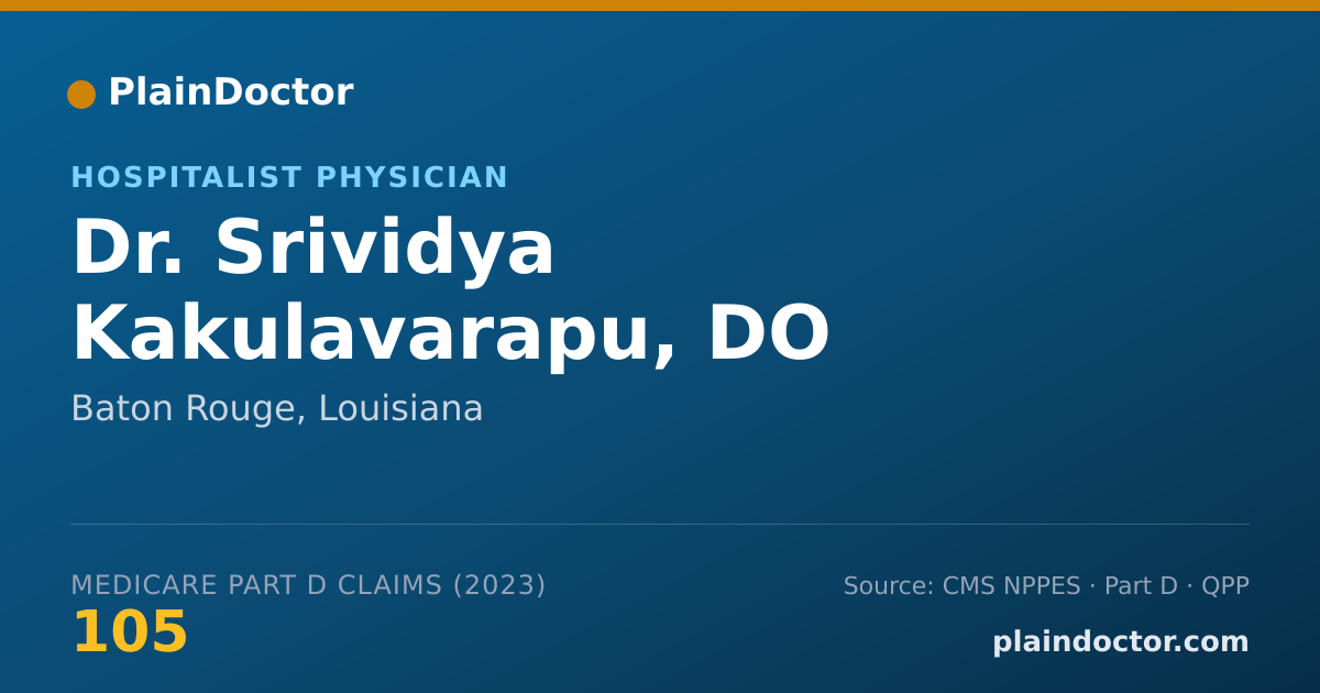 Shareable card for Srividya Kakulavarapu, DO - Hospitalist Physician, Baton Rouge, LA