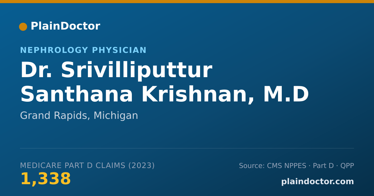 Shareable card for Srivilliputtur Santhana Krishnan, M.D - Nephrology Physician, Grand Rapids, MI