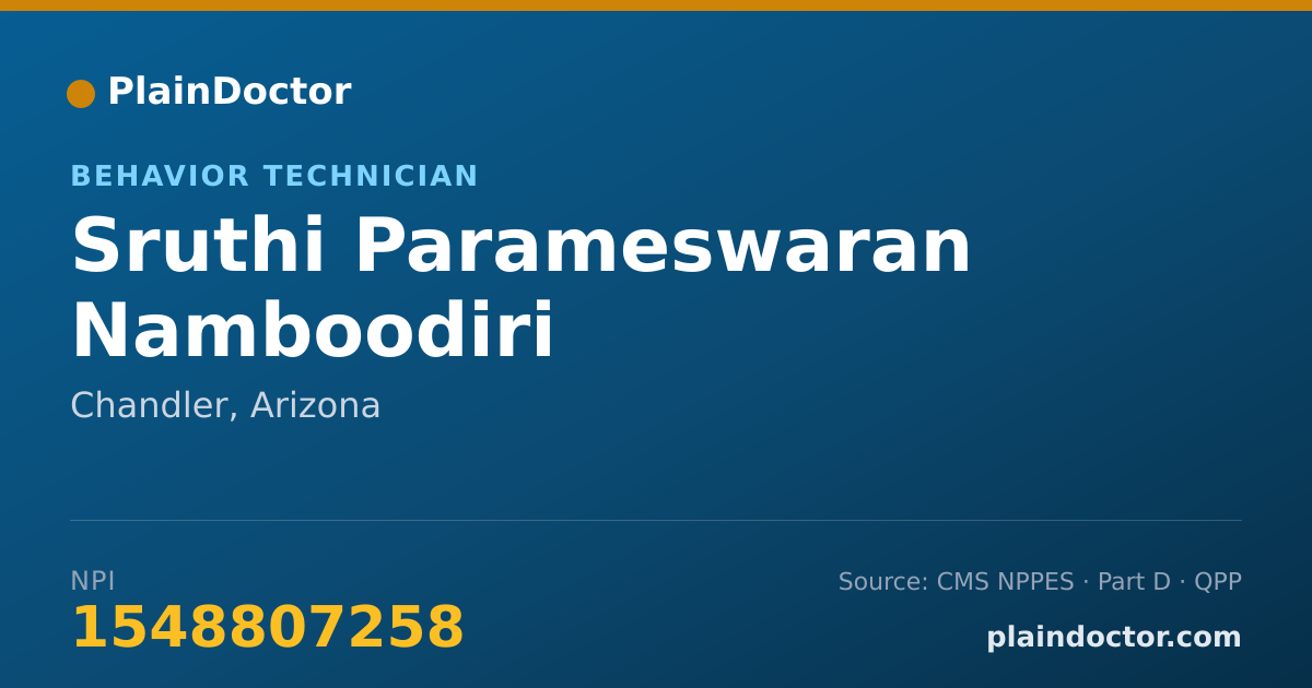Shareable card for Sruthi Parameswaran Namboodiri - Behavior Technician, Chandler, AZ