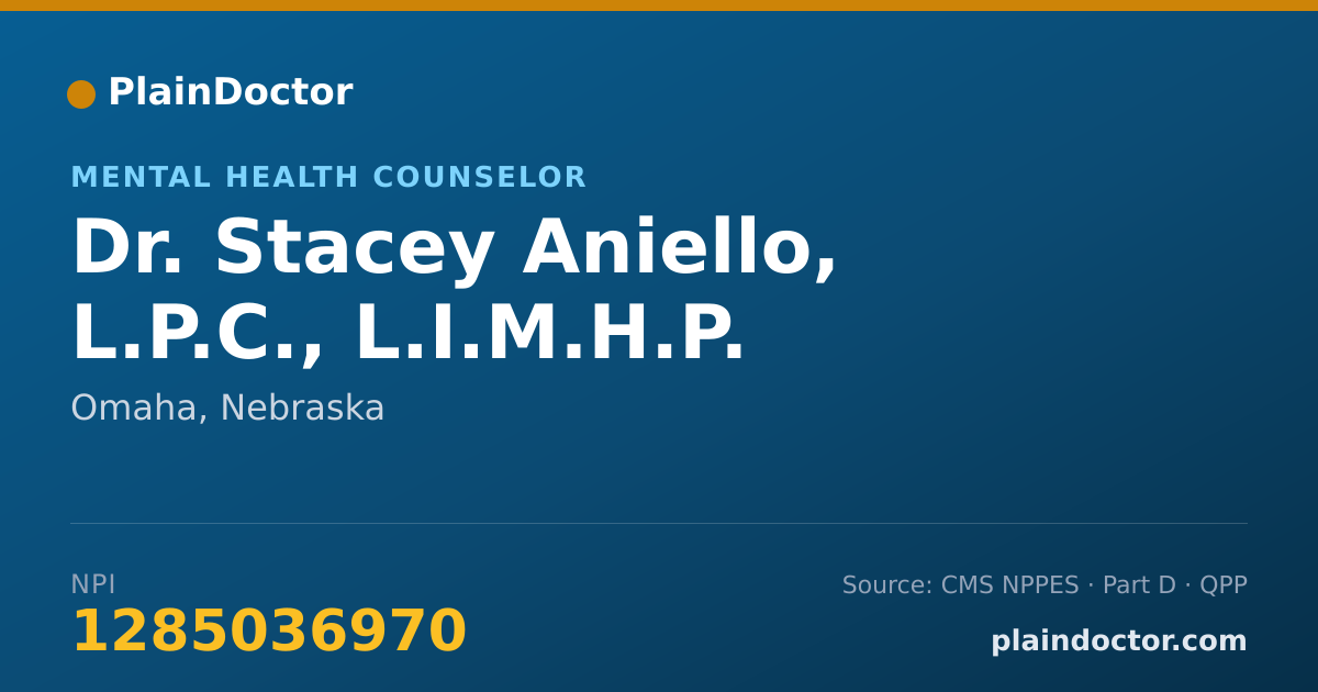 Shareable card for Stacey Aniello, L.P.C., L.I.M.H.P. - Mental Health Counselor, Omaha, NE