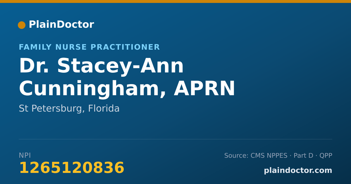 Shareable card for Stacey-Ann Cunningham, APRN - Family Nurse Practitioner, St Petersburg, FL